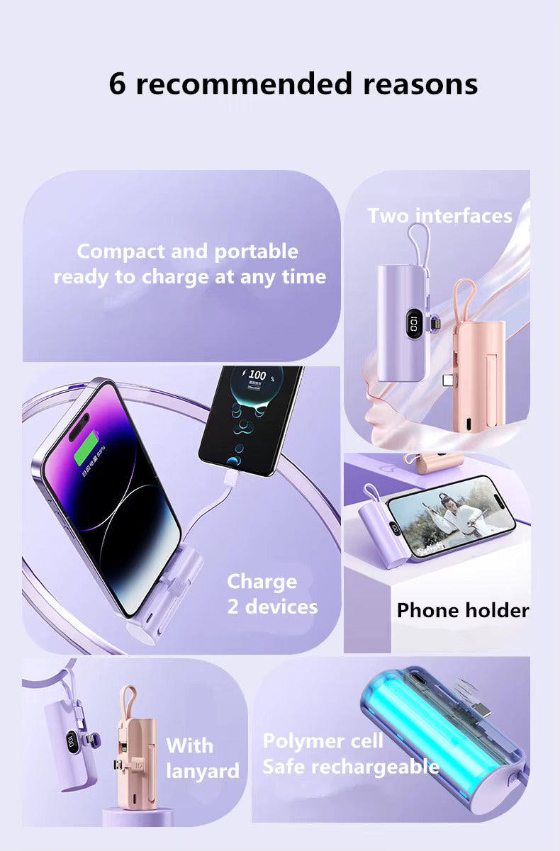 Mini Capsule Portable Power Bank - 2 in 1 Charging