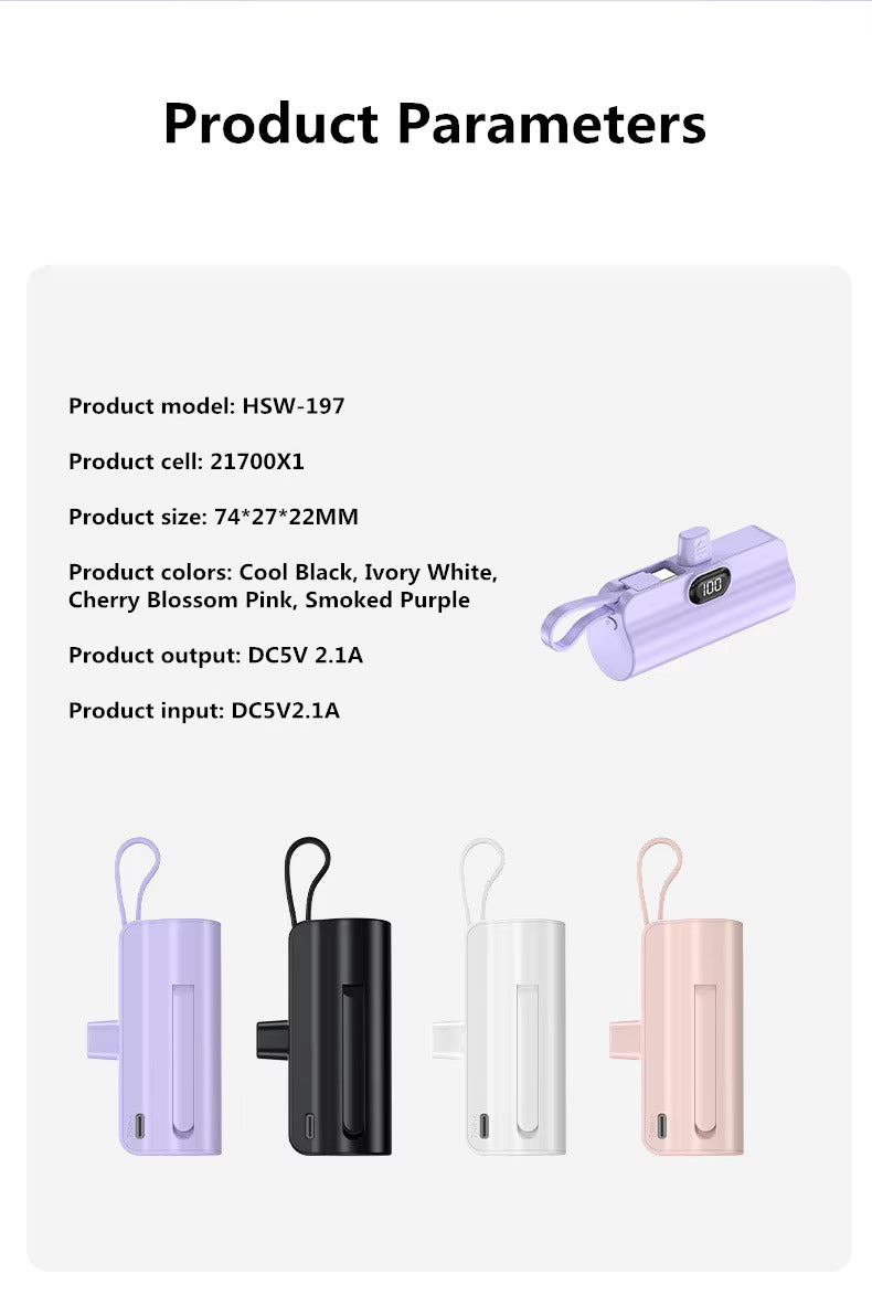 Mini Capsule Portable Power Bank - 2 in 1 Charging