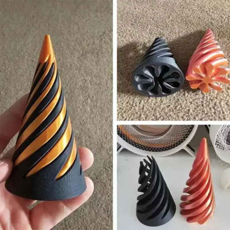 Black and orange 3D spiral cone
