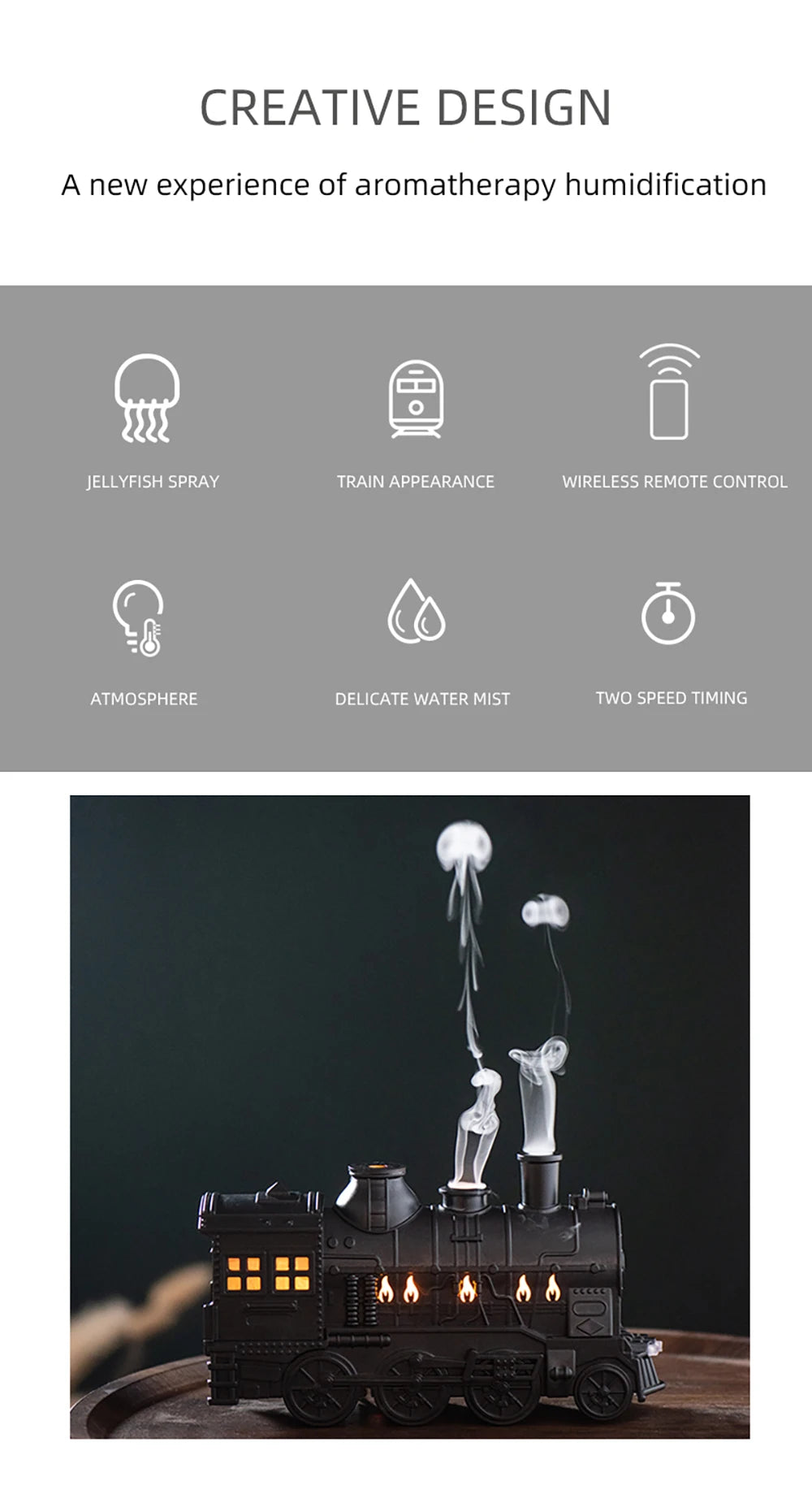 Features of train aroma diffuser and humidifier